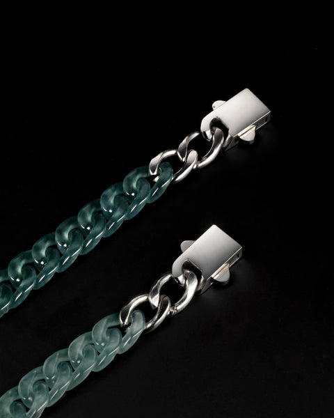 Cuban Link Chain Bracelet In Top Icy Green Jade