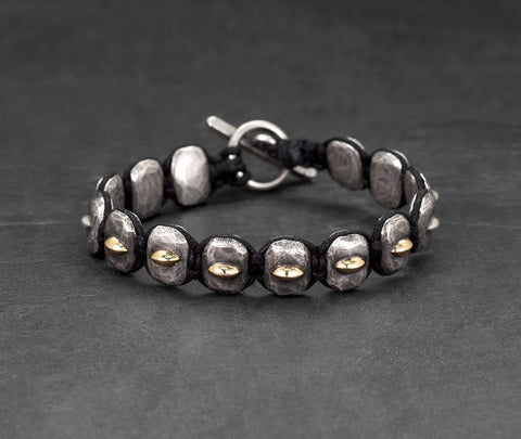 Gold Spike Beads Macramé Bracelet