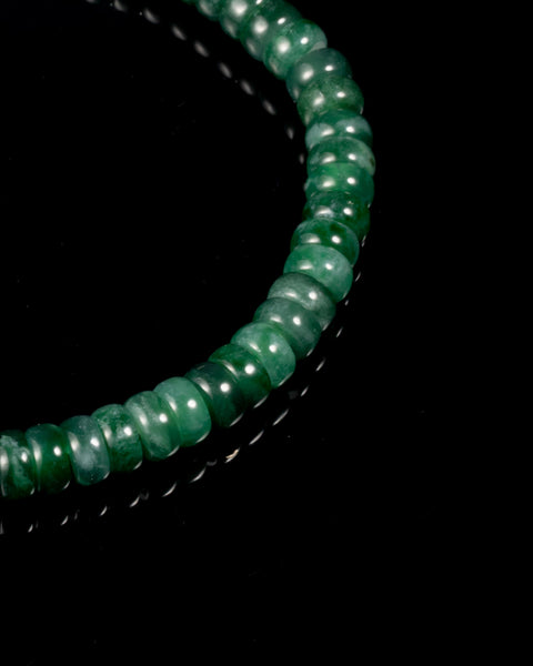 Drum Beads Bracelet In Imperial Green Guatemalan Jade - JadeChains