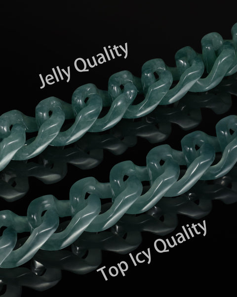 Single Piece Cuban Chain Bracelet In Top Icy Green Jade